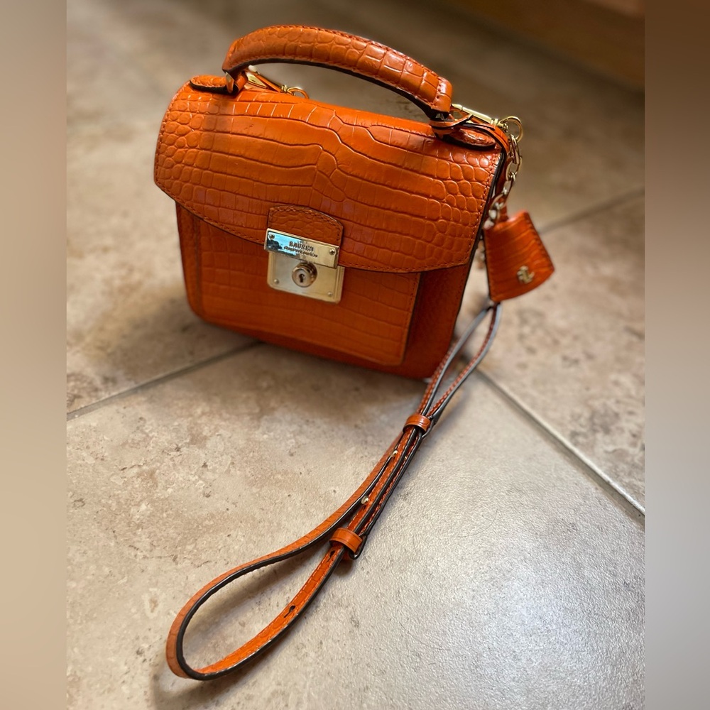 Ralph Lauren Orange Snake Scale Crossbody Purse
